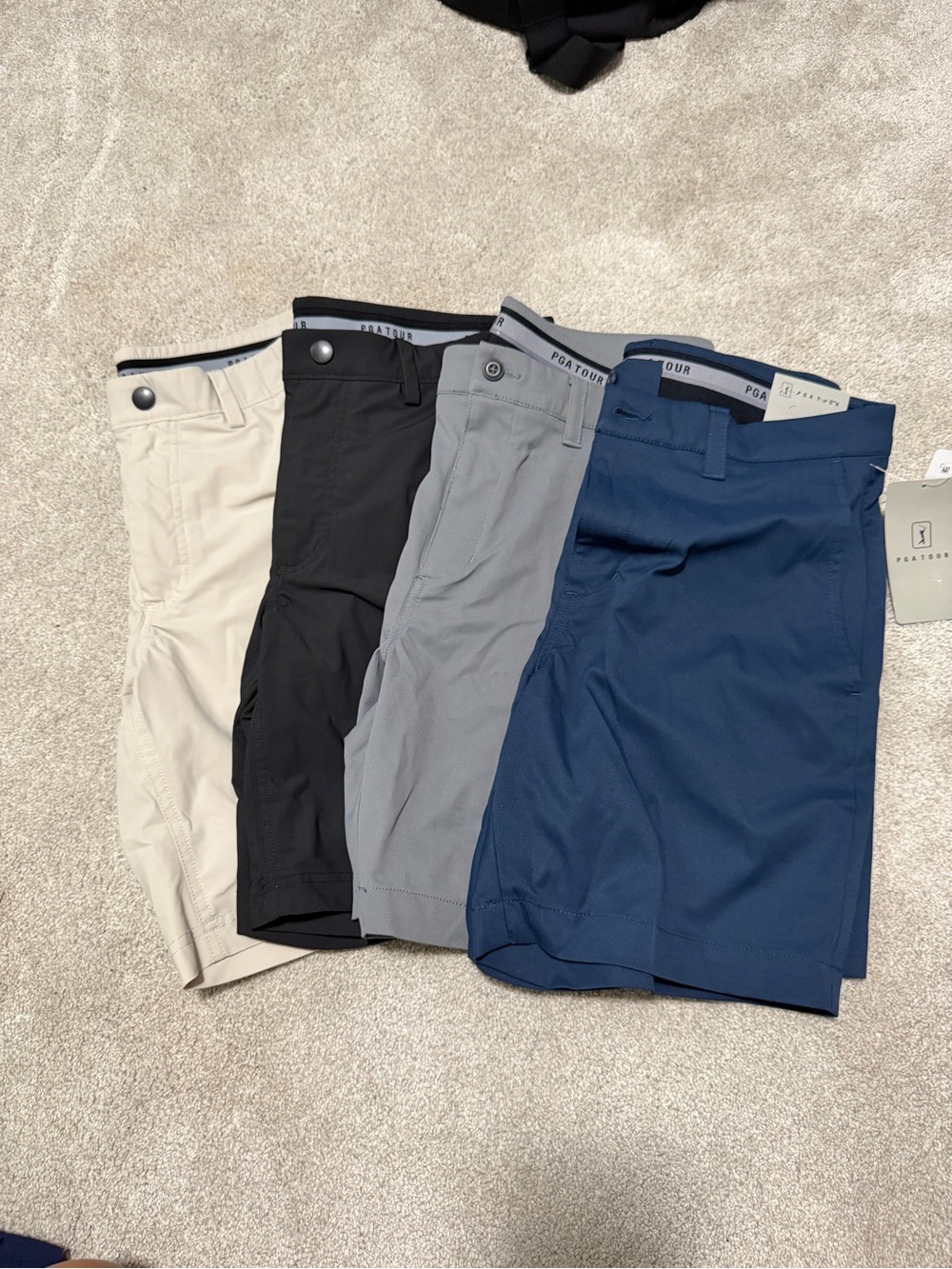 PGA TOUR Men’s Athletic Golf Shorts Bundle - Navy, Gray, Black, Cream